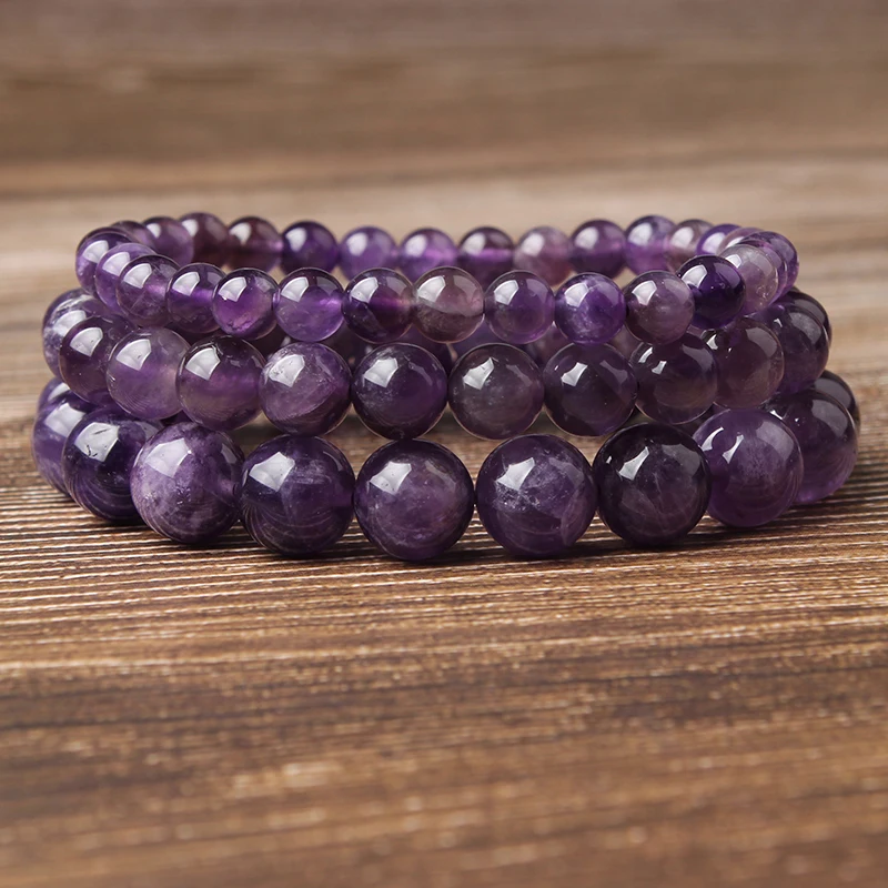 

Natural Bracelet 8mm Light Amethyst Stone Beads Bracelet Bangle For Diy Jewelry Charm Women And Men Present Amulet Accessories