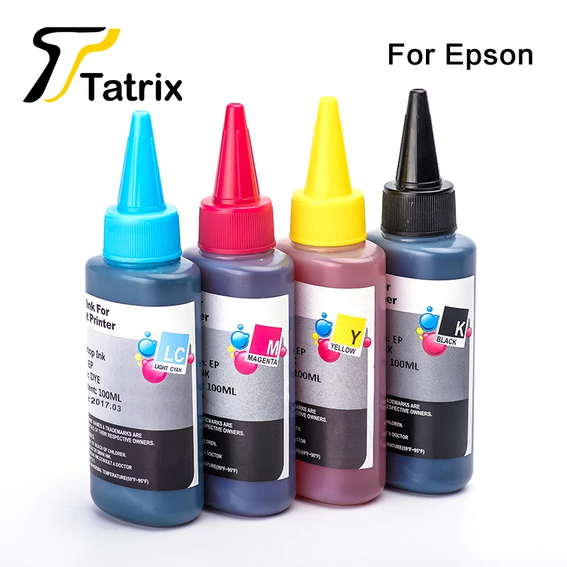 Чернила для чернил Tatrix Refill 4x100 мл чернильного картриджа Epson T1281 T0731 T1291 T0981 T0921 BK/C/M/Y |