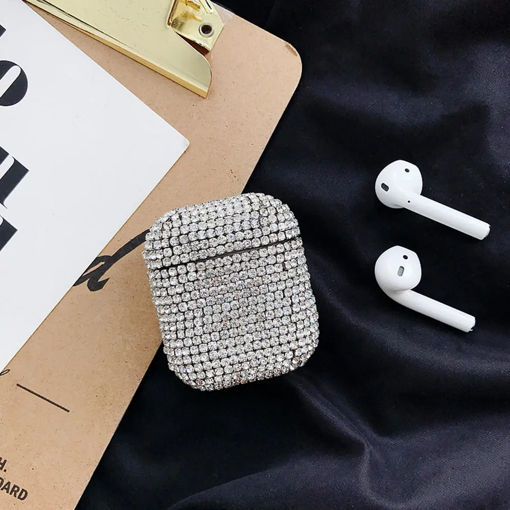 Caseier Роскошный чехол со стразами для Airpods Bluetooth защитный чехол для наушников для Airpods 1 2 Беспроводные аксессуары для гарнитуры