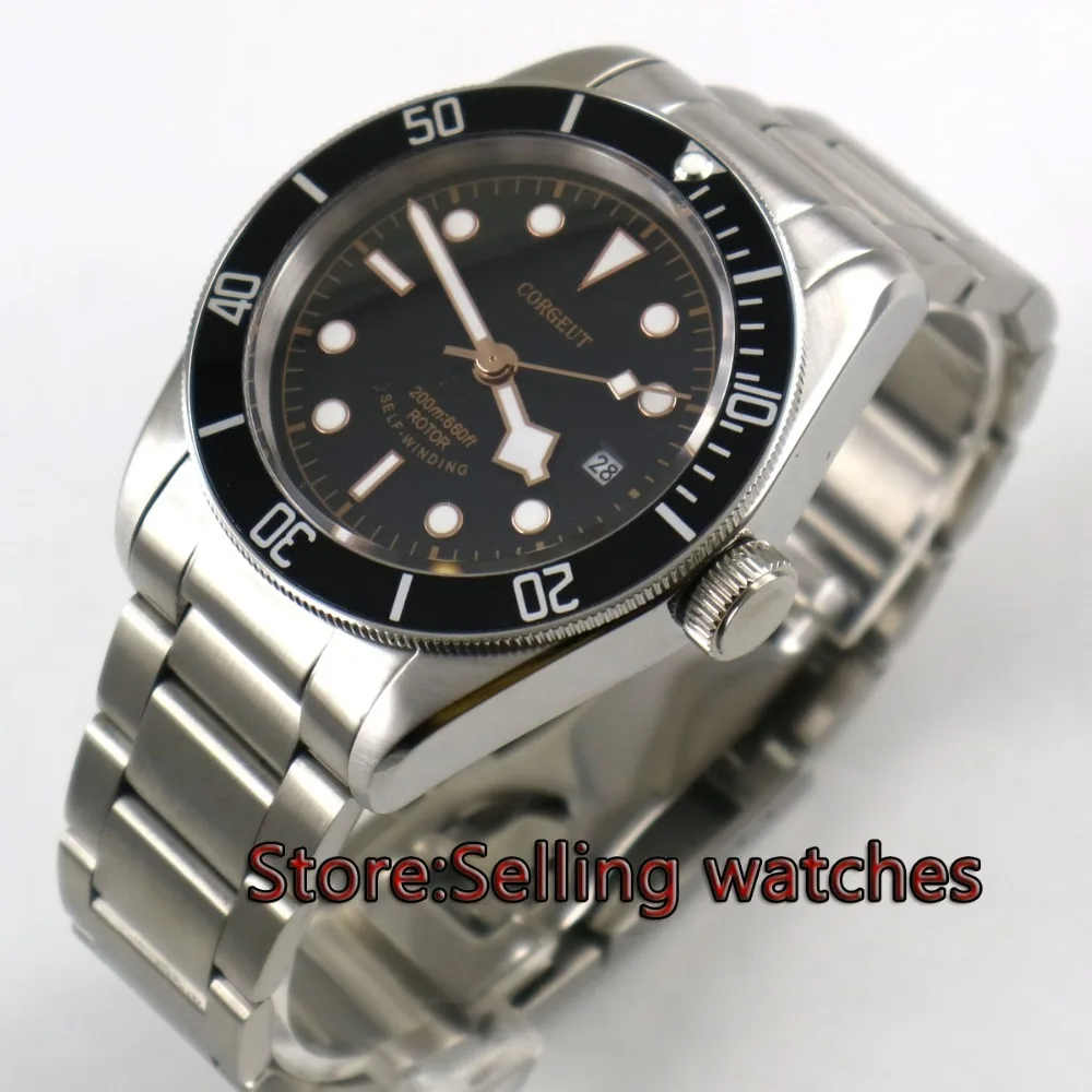 41 мм corgeut стерильное окно с датой набора сапфировое стекло стальной механизм