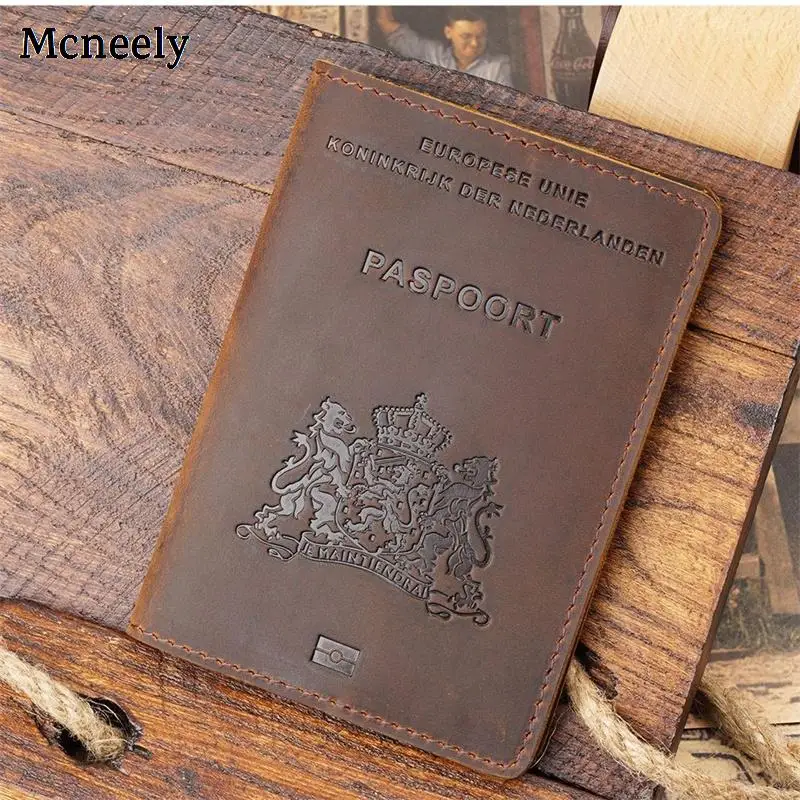 Горячая Распродажа, чехол для паспорта из натуральной кожи Crazy Horse, Твердый чехол для паспорта, деловой мужской прочный Чехол-кошелек для путешествий