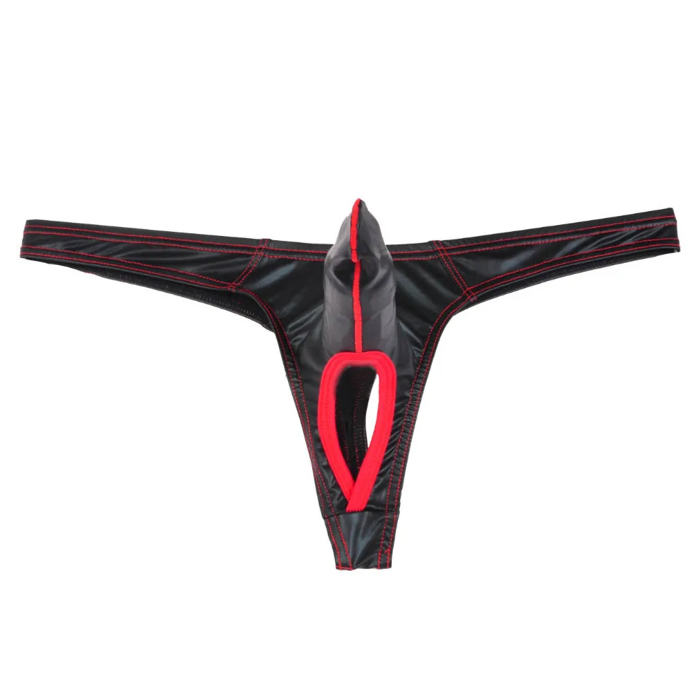 Кожаный Улучшенный длинный выступающий кошелек пикантные мужские G стринги с