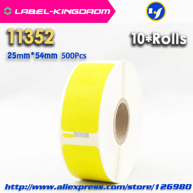 10 рулонов Dymo 11352 желтый цвет общая этикетка 25 мм * 54 500 шт Совместимость для LabelWriter