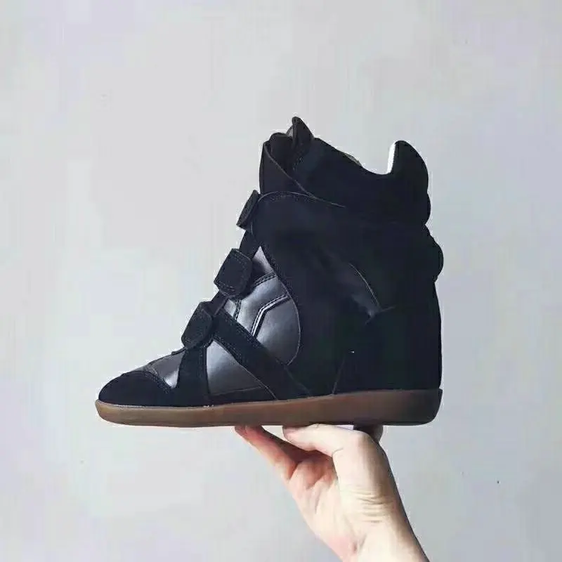 JINGKUBU/Новые ботинки из коровьей замши модная повседневная женская обувь в американском и Европейском стиле, увеличивающая рост женская обувь, большие размеры 35-41