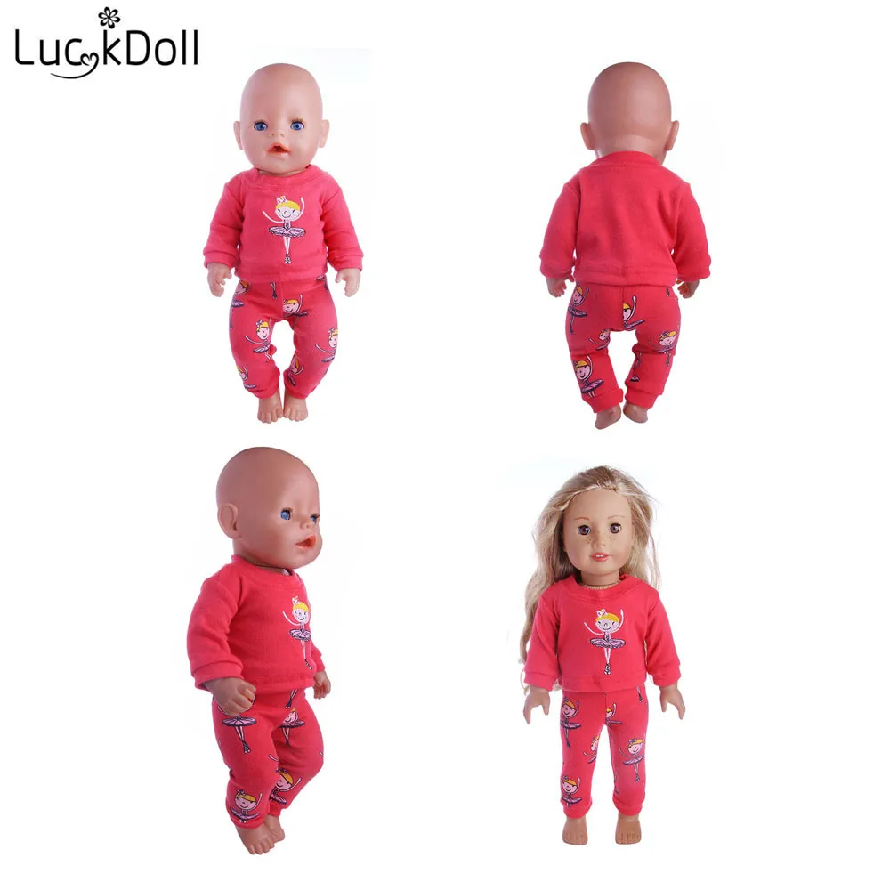 Красная футболка и штаны LUCKDOLL костюм для куклы 18 дюймов или 43 см аксессуары |