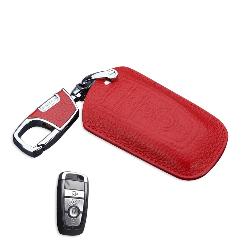 Кожаный чехол для ключа Ford Mondeo 2017 Fusion 2018 Edge Explorer F150|leather key cover|ford coverford cover |