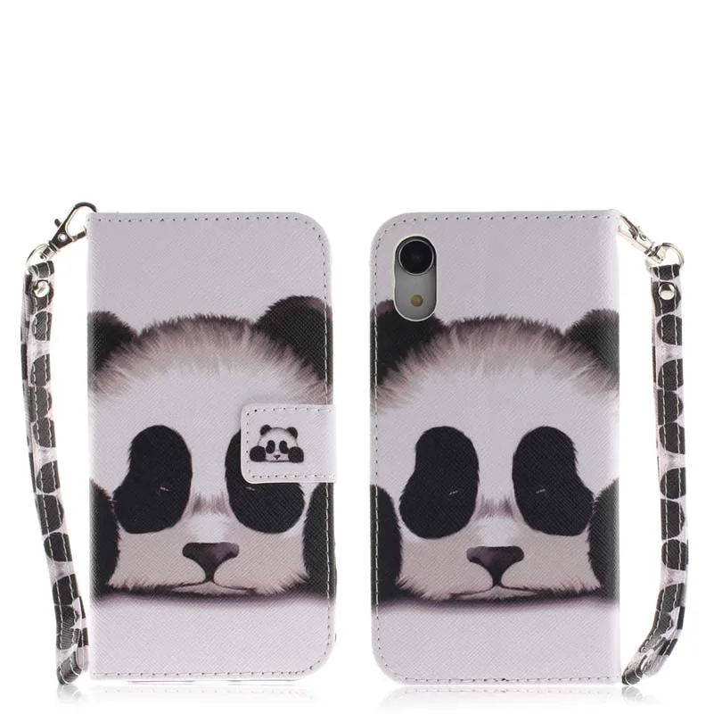 Case For iPhone XR Cover Cartoon Owl Panda Flower PU Leather Flip Apple XS Max Card Holder Hand Strap Funda | Мобильные телефоны и
