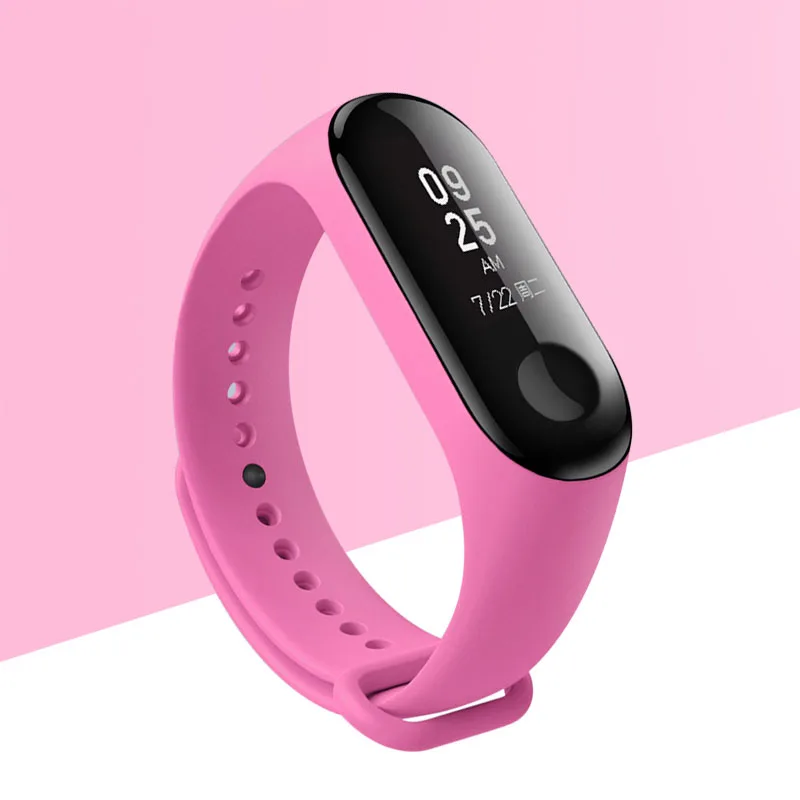 Pink Ремешок для Xiaomi mi 3 4, силиконовый браслет для mi Band 3, умные часы, цветной сменный Браслет - Цвет: Pink