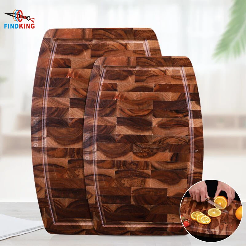 Findking 2 size Acacia Wood Cutting Board With Solid Sturdy Real Wood Without Glue Stock Plate Kitchen Chopping Board