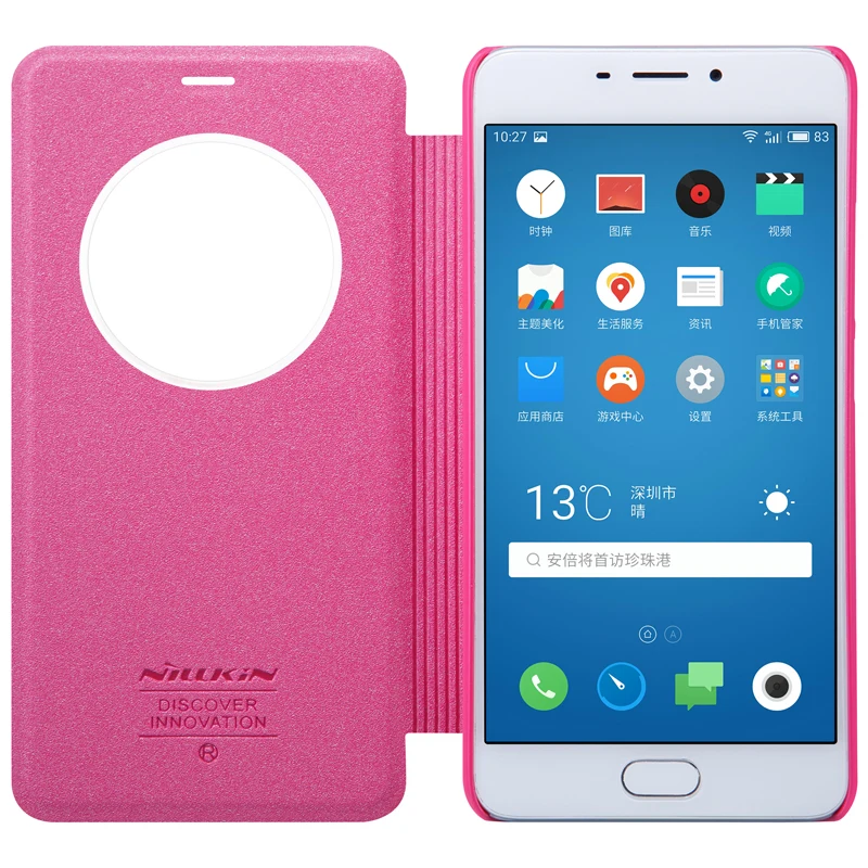 NILLKIN case для meizu m5 примечание 5.5 дюймов sparkl PU кожа флип крышка смарт wake up круглый