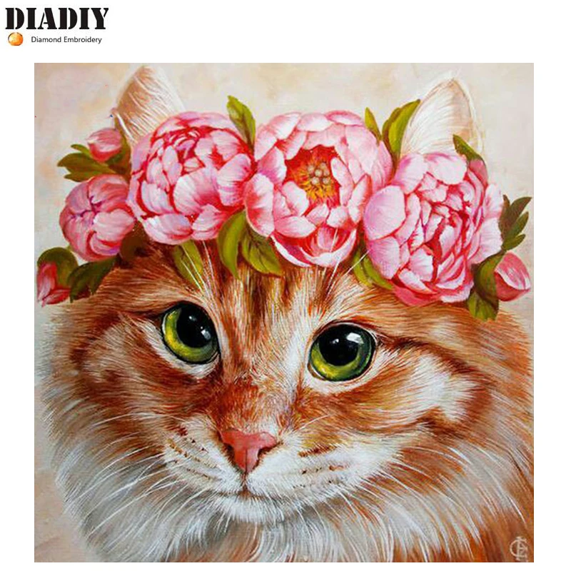 DIADIY Алмазная вышивка кошки цветы фотографии страз крестиком наборы DIY алмазная