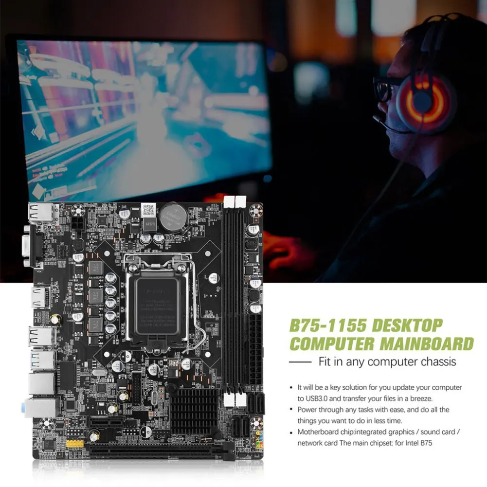 Материнская плата Интегрированная графика LGA 1155 USB 3 0 DDR3 основная для Intel B75