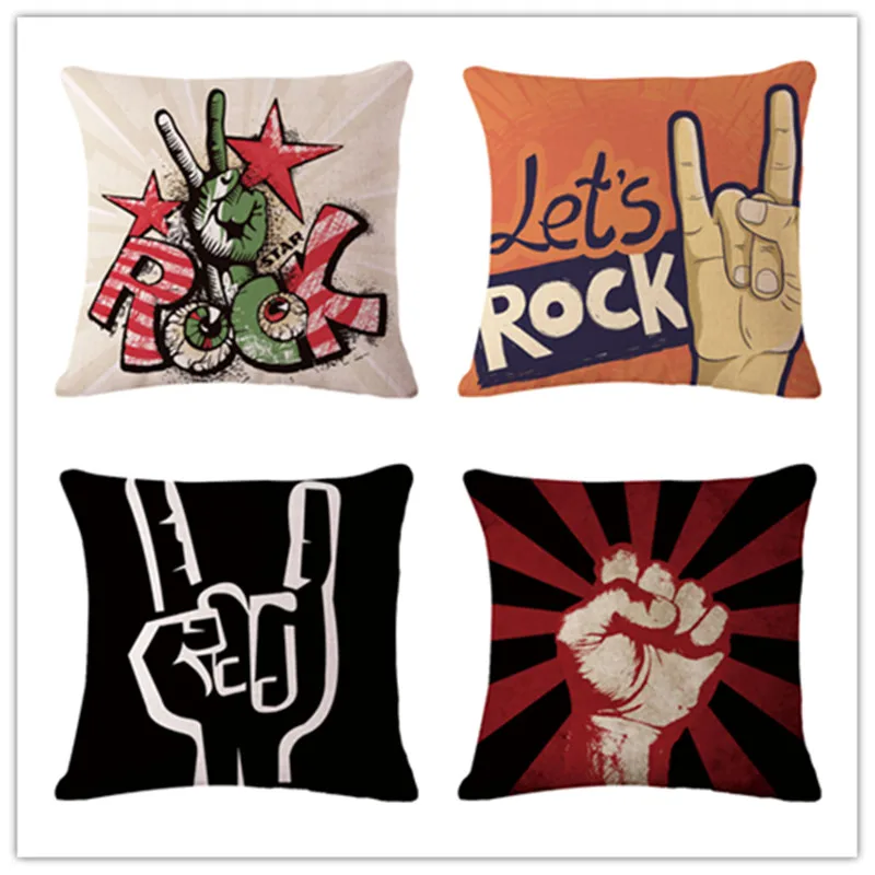 

Personality Rock Cushion Cover Print Linen Family Affection Sofa Car Seat Home Decorative Throw Pillow Case Housse De Coussin