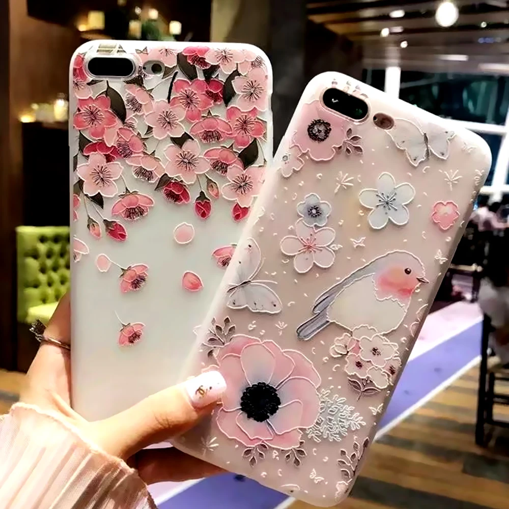 Nephy 3D Flower Silicon Phone Case For iPhone7 8 Plus XS Max XR Rose Floral Cases iPhone X 7 6 6S 5 SE Soft TPU Cover |
