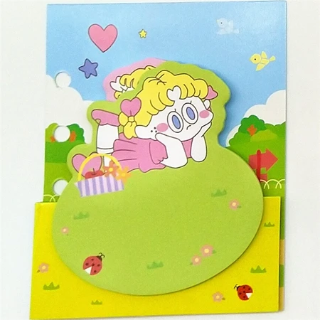 A Kawaii, Корейская девушка, мелодия, две звезды, блокнот, планировщик, сделай сам, самоклеющиеся, Липкие заметки, милые канцелярские принадлежности, школьные, офисные принадлежности, подарок - Цвет: A
