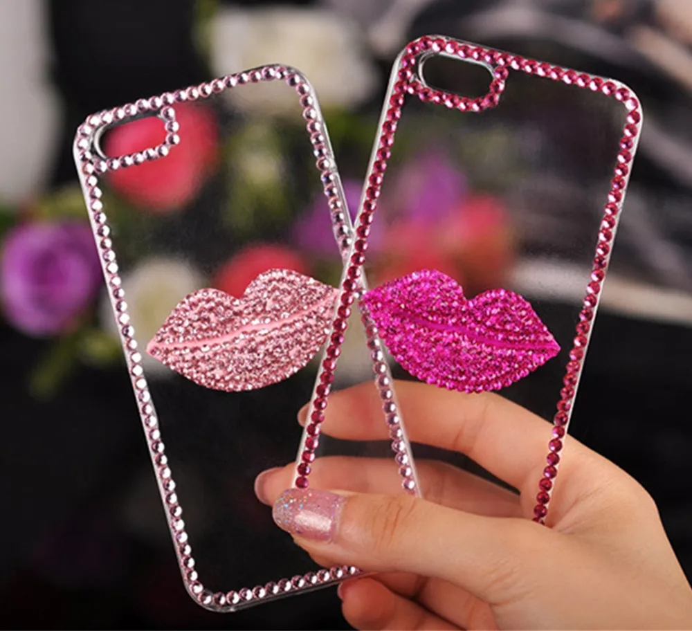 Блестящий Прозрачный мягкий ТПУ чехол для телефона с бриллиантами розовый