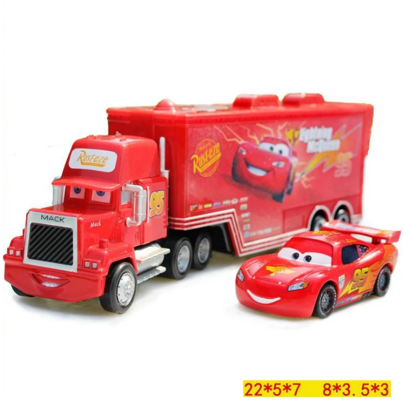 95 truck with car Disney Pixar тачки Mc queen es Металл Pixar тачки грузовик Mc queen литье под давлением 1:55 металлическая игрушка модель автомобиля детская игрушка фигурки Pixar - Цвет: 95 truck with car