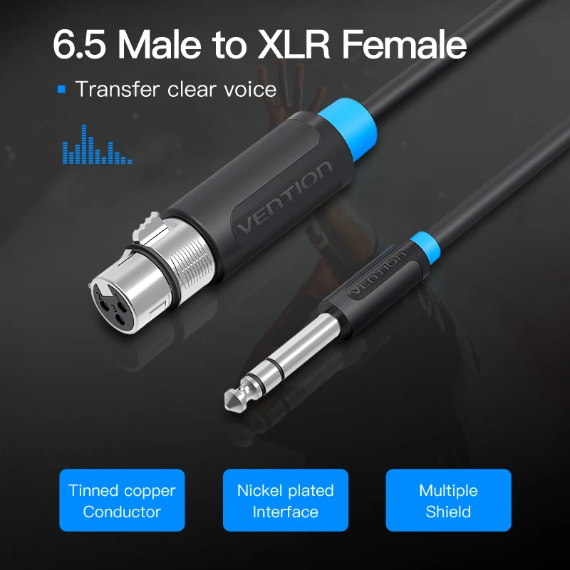 Vention провод для микрофона XLR кабель Aux Cannon Jack 6 5 мм штекер Женский Шнур микшера