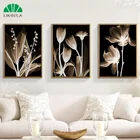 Холст с черно-белыми цветами, художественный постер, скандинавские настенные картины, украшение для дома, Современная Минималистичная картина с цветами