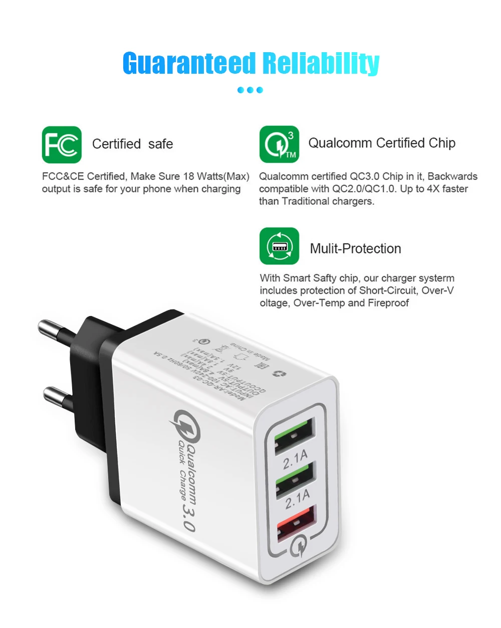 Быстрая зарядка QC 3 0 умный USB-порта для Xiaomi Samsung Huawei Зарядка адаптер быстрой