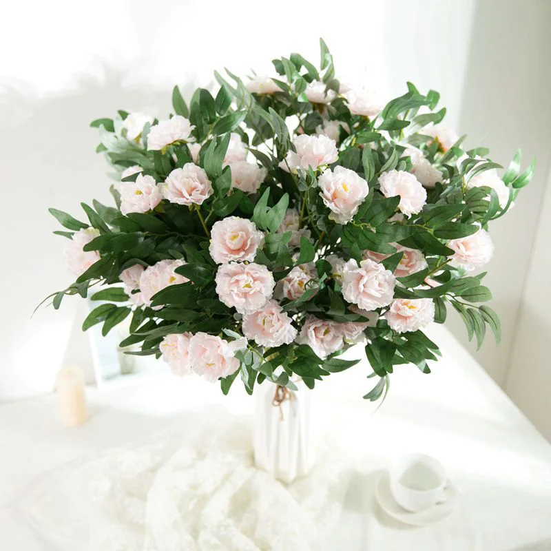 Light Pink Искусственные цветы 3 головки розы белые шелковые цветы украшение поддельный букет цветов пластиковый цветок свадебный Декор для дома Розовый - Цвет: Light Pink