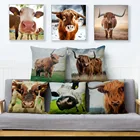 Ферма Highland крупного рогатого скота расцветкой под молочную корову из чехол для подушки с принтом льняные наволочки 45*45 квадратные подушки Чехол для дивана наволочка для домашнего декора