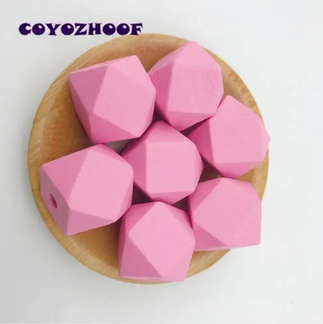 2-Pink 10 шт цветные деревянные бусины ювелирные изделия DIY ручной работы браслет ожерелье 20 мм незавершенный зеленый спрей краска 19-серый зеленый - Цвет: 2-Pink