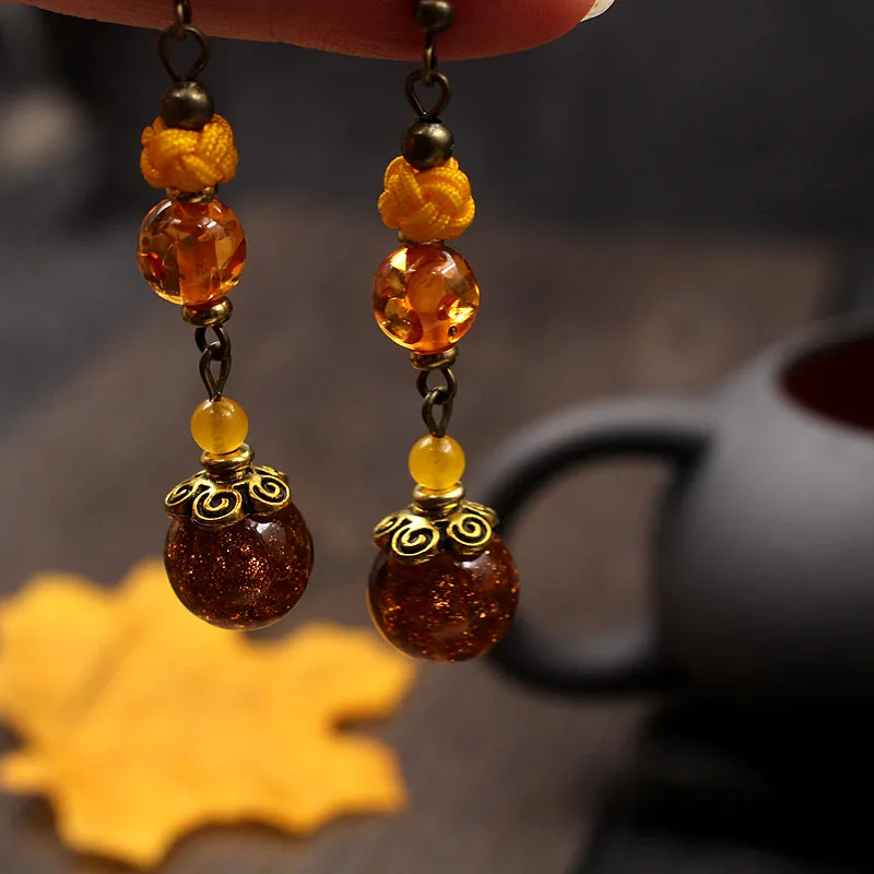 Женские серьги-подвески Yanting желтое глазированное стекло модные свадебные