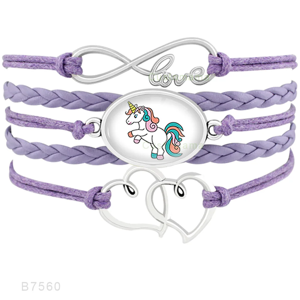 New Fashion Rainbow Infinity Love Birthday Gift for Girls Unicorn Mom Heart Charm Leather Men's Bracelets Women | Украшения и