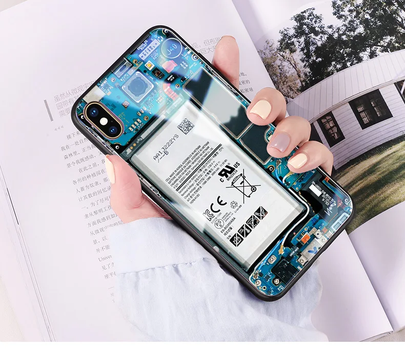 Чехол Vpower для iPhone XS Max, чехол из закаленного стекла для телефона, схема разборки для девочек и мальчиков, задний стеклянный чехол для iPhone X XS MAX XR