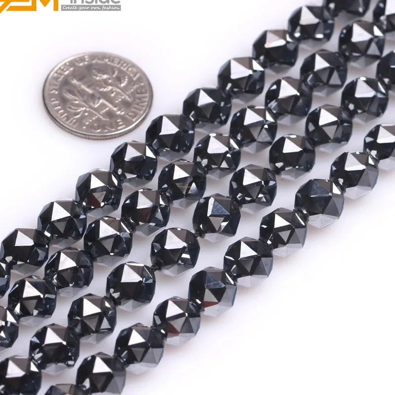 Граненые бусины черного цвета класса ААА с драгоценным камнем внутри Terahertz для