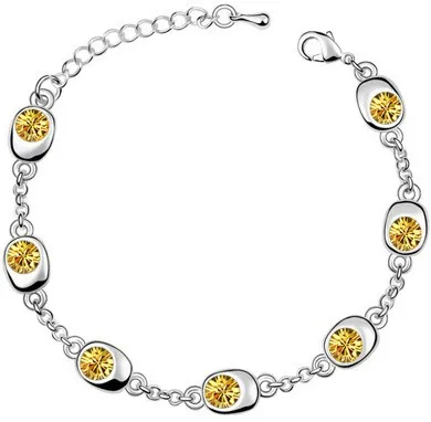 silver yellow Подарок на день рождения, высокое качество, 7 бусин, Звездные глаза, браслеты с кристаллами, модные ювелирные изделия, 12 цветов, милые Подвески для женщин - Окраска металла: silver yellow
