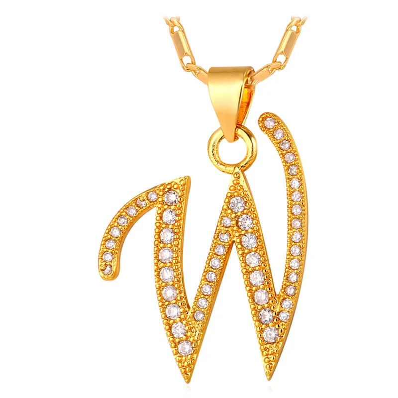 Gold W Starlord Initial M буквы-подвески и ожерелье s для женщин и мужчин персонализированный подарок ювелирные украшения с надписями золотого цвета ожерелье P1683 - Окраска металла: Gold W