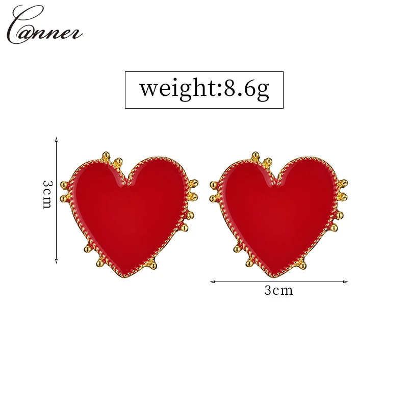 Fashion Red Heart Stud Earrings for Women Gold Color Statement 2019 pendientes mujer Female Earings Jewelry Gifts Q4 | Украшения и