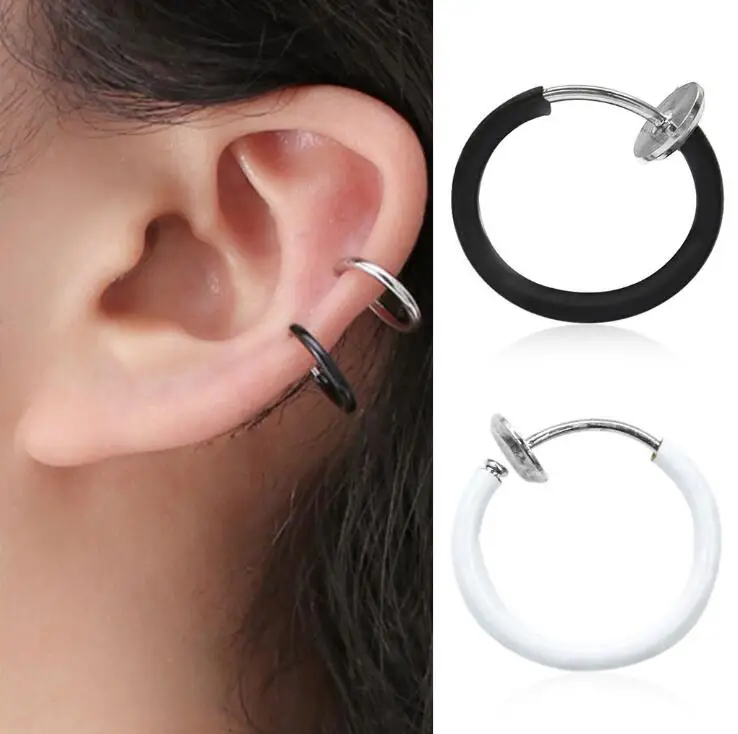 2 Pieces/lot Hoop Rings Fake Nose Ring Clip On Earrings Lip Tragus Helix Earring Body Piercing Jewelry | Украшения и аксессуары