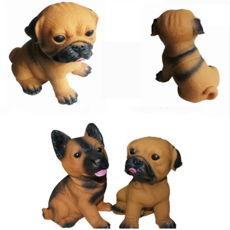 

Vinyl Toy Doll Dog Model Small Bulldog and Wolf Dog Doll Child Toy Pet Model Toy with Whistler