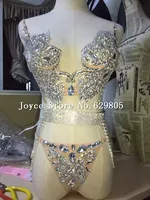 Silver Rhinestones Bra Low Waist Short Underwear Women's Birthday Dance Outfit Bar Female Singer Prom Outfit Two Piece Set