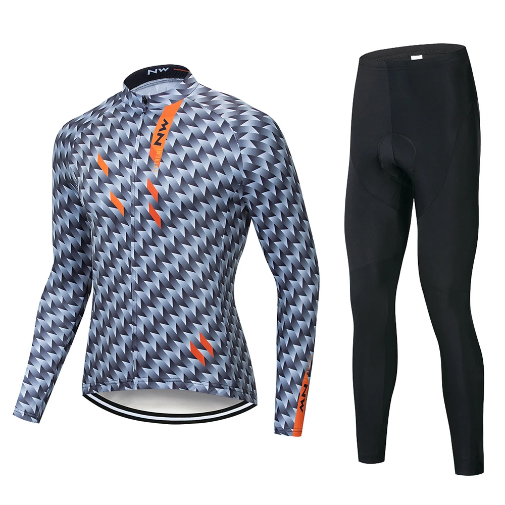 High quality 2019 NW Long Sleeve outdoor Cycling Jersey Bib Pants Set Bicycle Clothes Breathable quick-drying | Спорт и развлечения