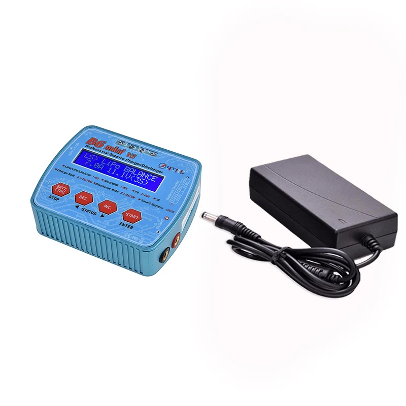 WITH ADAPTER HTRC iMax B6 мини V2 80 Вт цифровой RC батарея баланс зарядное устройство PB Lipo Lihv LiIon LiFe NiCd NiMH умный аккумулятор Dis зарядное устройство - Цвет: WITH ADAPTER