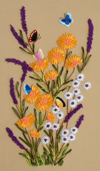 butterfly and flowers stitch kit needlework 3D diamond Ribbon DIY embroidery painting craft gift wall stickers home decor | Дом и сад