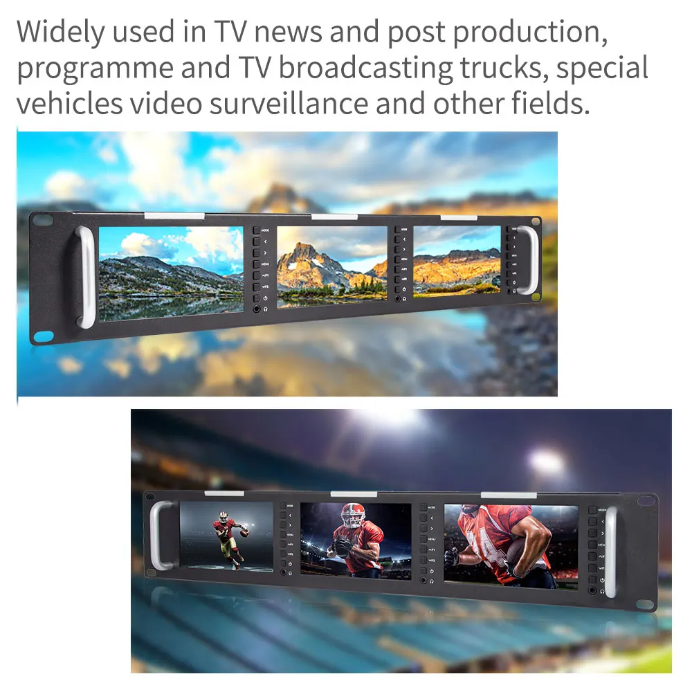 Feelworld T51 H тройной 5 дюймов 2RU Leightweight HDMI вещательный монитор LCD TFT 800x400 AV Rack Mount Monitor