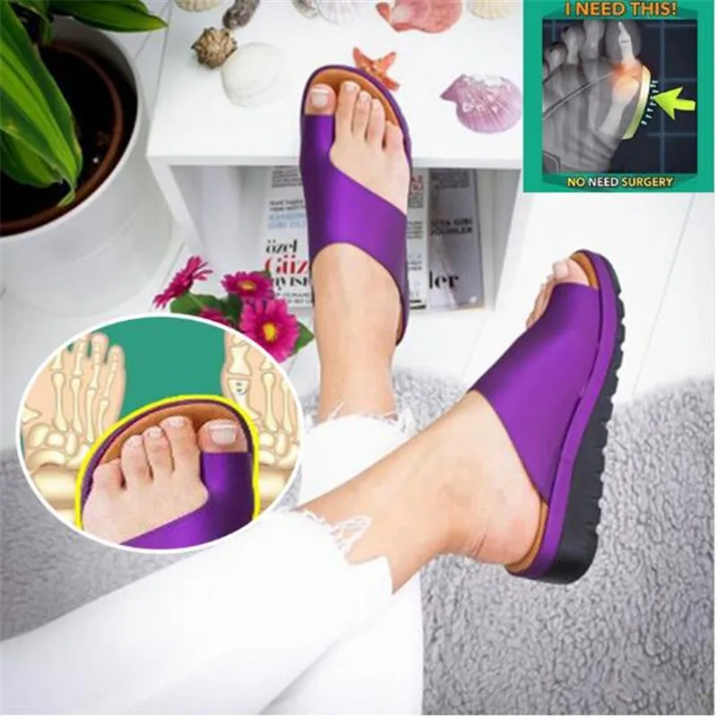 

Women PU Leather Shoes Comfy Platform Flat Sole Ladies Casual Soft Big Toe Foot Correction Sandal Orthopedic Bunion Corrector