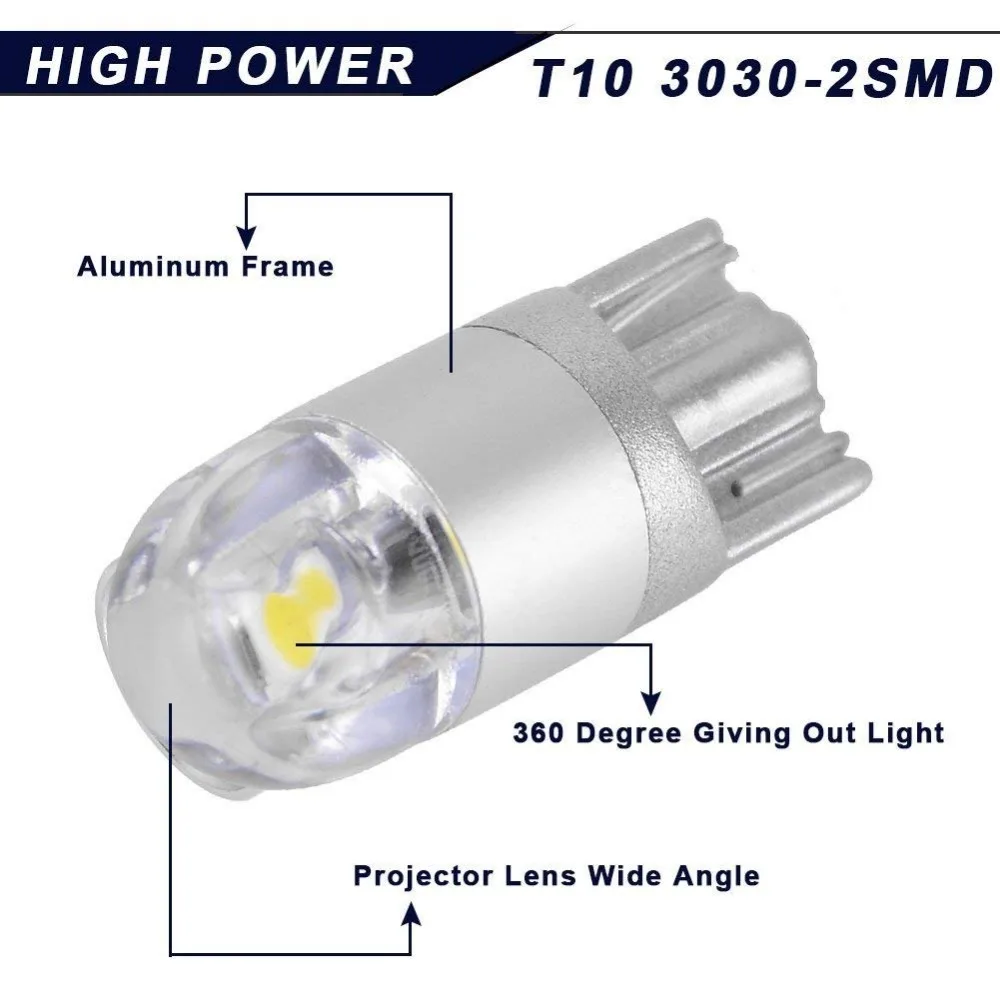 4 шт. T10 светодиодный лампы W5W 168 194 Canbus 3030 SMD COB 6000 К 12V автомобильный интерьер