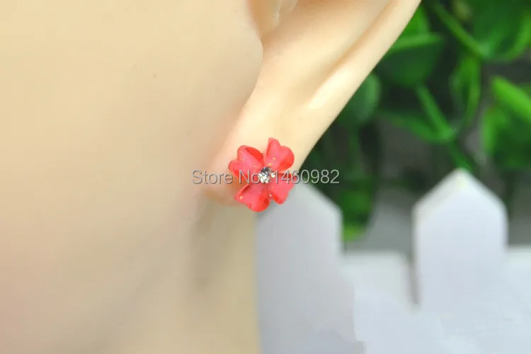Оптовая продажа 6 пар серьги-гвоздики с клевером серьги цветами женские четырьмя