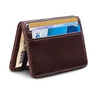 Модный маленький мужской кожаный кошелек, волшебный бумажник, зажим для денег, маленький кошелек, чехол для кредитных карт для мужчин, банковские чеки