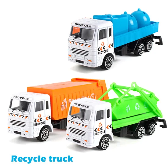 Recycling Car Пожарная машина инженерный грузовик утилизация автомобиля военный автомобиль набор 3 шт. Diecasts металлический сплав автомобиль Классические игрушки для детей - Цвет: Recycling Car