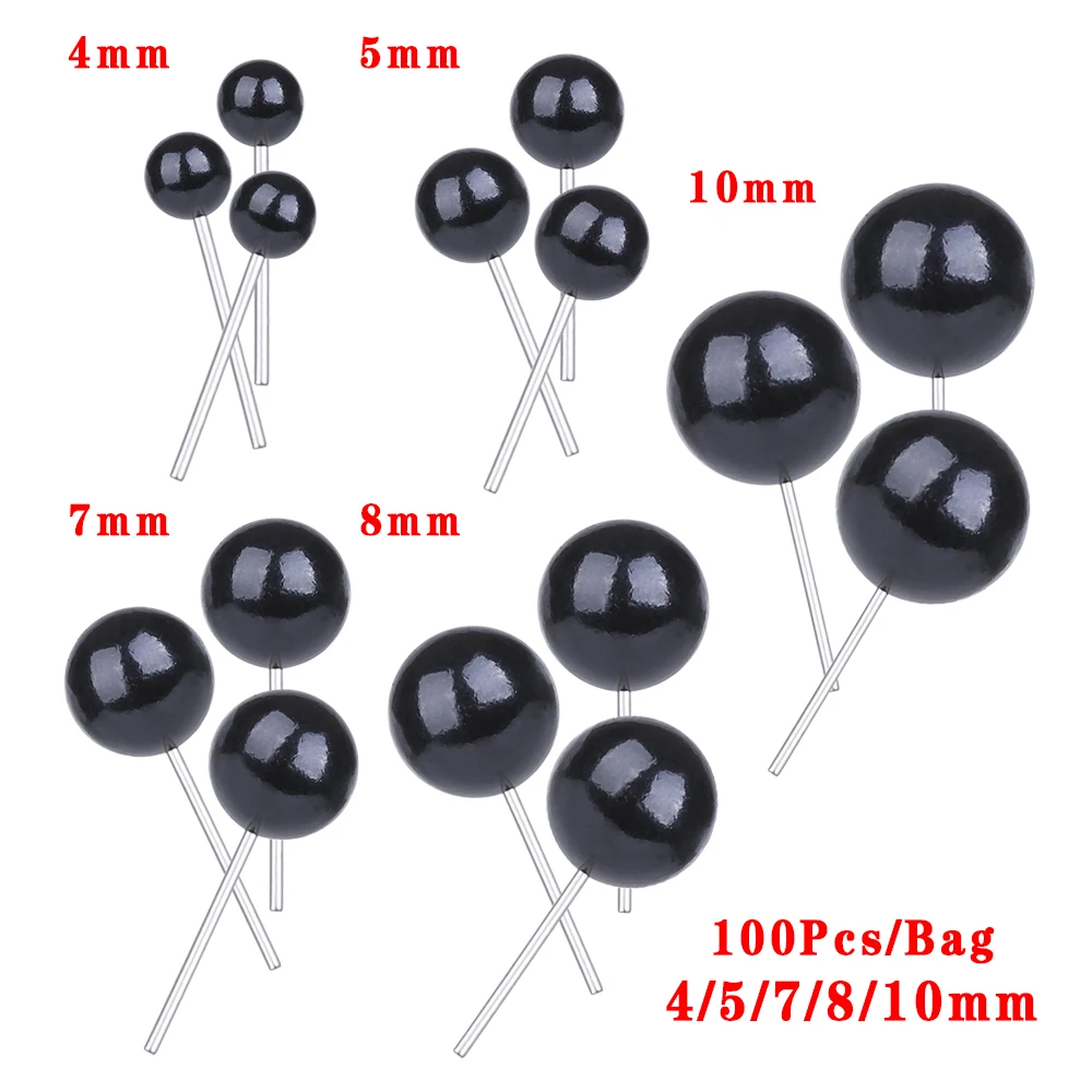 Mini 100Pcs/Bag 4/5/7/8/10mm Bears Animals Eyes Dolls Black Glass Needle Felting Plush Toys Accessories | Игрушки и хобби
