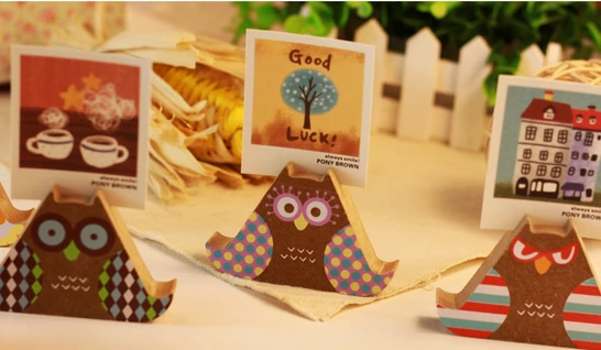 Держатель для карт 1 шт. Дерево Красочные Стенд Сова Дизайн Bookends продуктов рабочего стола Дисплей доска Офис Школьные принадлежности декор держатель для карт