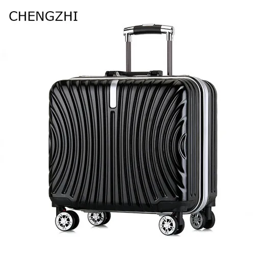balck CHENGZHI 18 дюймов ABS+ PC для мужчин и женщин бизнес чемодан на колёсиках Spinner Тележка Чемодан кабина дорожные сумки на колесах - Цвет: balck
