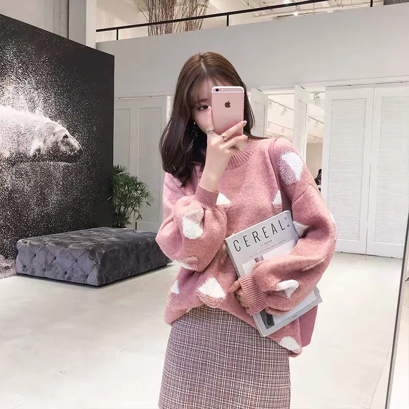 H.SA Women Loose Sweater and Pullovers Lantern Sleeve Winter Warm Thick Sweaters Casual Tops European Fashion Pull Femme jumper | Женская
